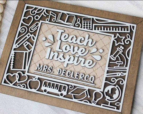 Personalized gift for teachers-Teach, Love, Inspire